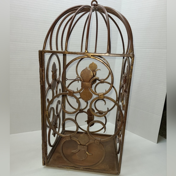 Vintage Metal Hanging Birdcage Candle Holder MCM bird - Picture 11 of 15